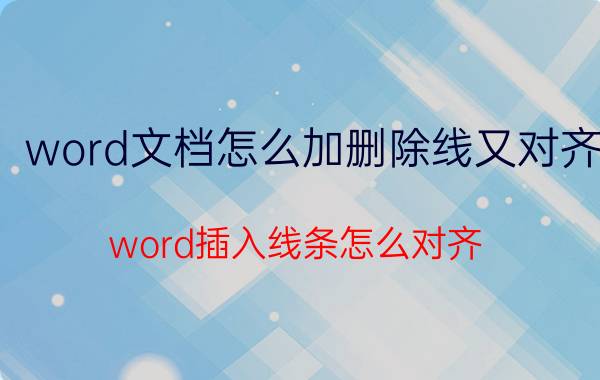 word文档怎么加删除线又对齐 word插入线条怎么对齐？